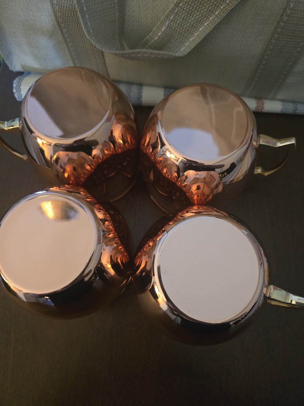 Copper Moscow Mule Mugs with Gold Handles - Set of 4 - Picture 4 of 5